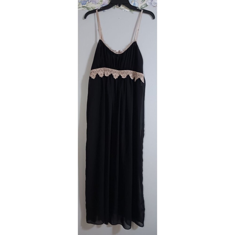 Linea Donatella XL Black Sheer Midi Empire Lace Classic Occasion Lingerie Nightg